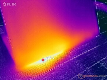 O calor residual escapa para cima, em direção à parte frontal da tela