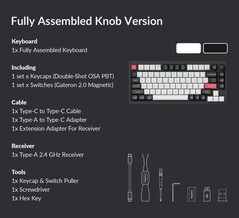 O Keychron Q1 HE vem com tudo o que o senhor precisa para começar a usar e modificar o teclado. (Fonte da imagem: Keychron)