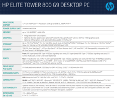 HP Elite Tower 800 G9 - Especificações. (Fonte de imagem: HP)