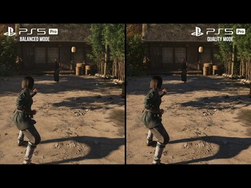 Assassin's Creed Shadows PS5 Pro blanced vs quality mode comparison (Fonte da imagem: captura de tela, Digital Foundry YouTube)