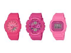 Da esquerda para a direita - Casio G-Shock GMA-P2100PP-4A, GMA-S140PP-4A e GMD-S5610PP-4. (Fonte da imagem: G-Central)