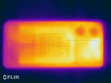 Xiaomi Poco X7 Pro: Temperaturas da superfície - Parte inferior