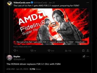 Kepler_L2 AMD FSR 4 X post (Fonte da imagem: X)