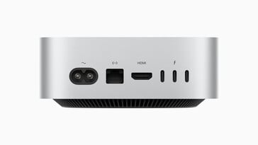 Parte traseira: cabo de alimentação, Gigabit Ethernet, HDMI 2.1, 3x USB-C Thunderbolt 5 (120 Gbit/s, DisplayPort Alt mode 1.4) (imagem: Apple)