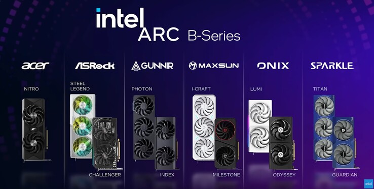 Os vários parceiros integrados do Intel Arc B580 (Fonte: Intel)