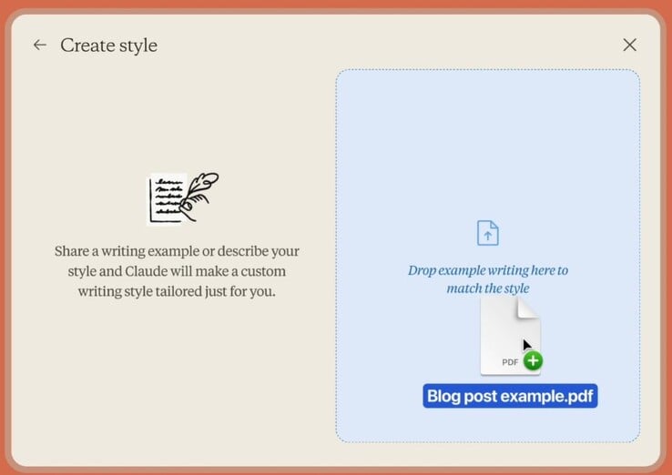 A IA do Claude agora pode emular os estilos de escrita dos autores nos documentos enviados. (Fonte da imagem: Anthropic)