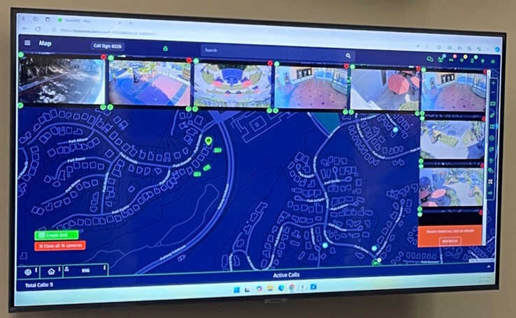 As chamadas para o LASD Watch Center são imediatamente mapeadas, e todos os feeds de câmera próximos podem ser visualizados em tempo real. (Fonte da imagem: ASM Jacqui Irwin no X)