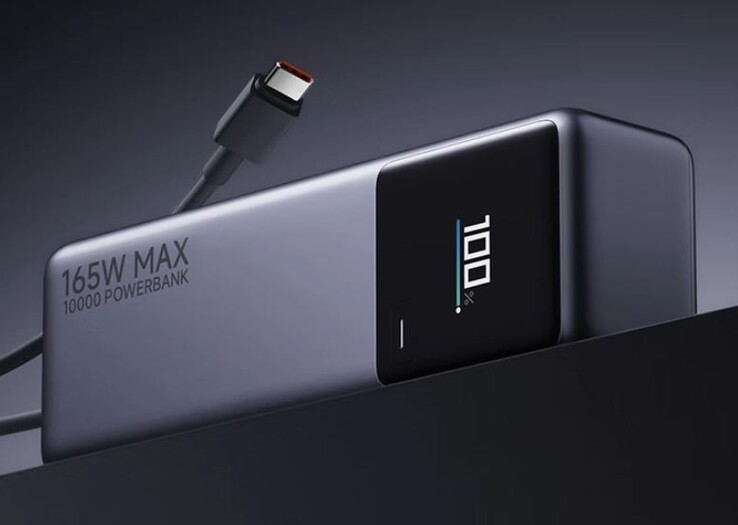 O banco de energia de 10k mAh da Xiaomi possui um cabo USB-C integrado. (Fonte da imagem: ITHome)