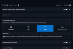 Perfis de energia da Dell (Otimizado, Frio, Silencioso, Ultra Desempenho)