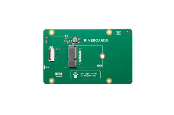 Não se confunda com o slot M.2 NVMe, o Pineboard Hat AI aceita apenas um TPU Coral M.2 (Fonte da imagem: Pineboard)