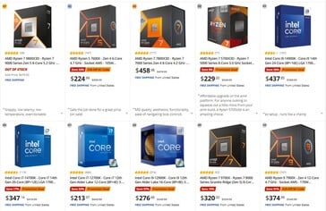 CPUs mais vendidas na Newegg. (Fonte da imagem: Newegg)