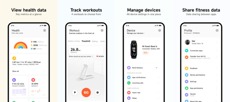 O antigo aplicativo Xiaomi Mi Fitness. (Fonte da imagem: Xiaomi)