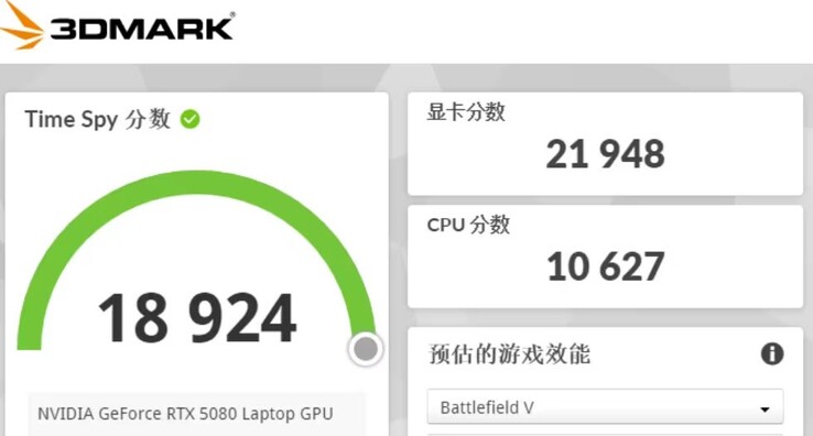 GeForce RTX 5080 3D Mark Time Spy (fonte da imagem: BiliBili)