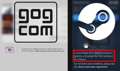 A GOG tem a resposta mais adequada à nova divulgação de licenciamento da Valve. (Fonte da imagem: Valve / GOG - editado)