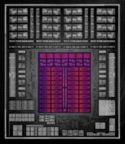 Ilustração do Ryzen AI Max+ 395, GPU destacada em vermelho (fonte: AMD)