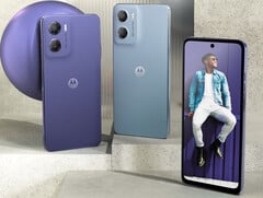 A Motorola descreve as cores do Moto E15 como Denim Blue, Misty Blue e Fresh Lavender. (Fonte da imagem: Motorola)