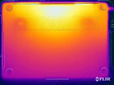 Temperaturas da superfície durante o teste de estresse (parte inferior)