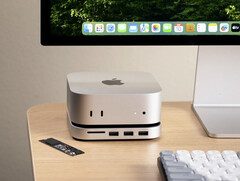 O dock para Mac Mini da Satechi suporta SSDs M.2 de todos os tipos, e não apenas o M.2 2280 mostrado aqui. (Fonte da imagem: Satechi)