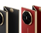 O Mate XT da Huawei, detalhado nas cores preto escuro e 'Ruihong', conforme exibido na página VMall da empresa. (Fonte da imagem: Huawei)