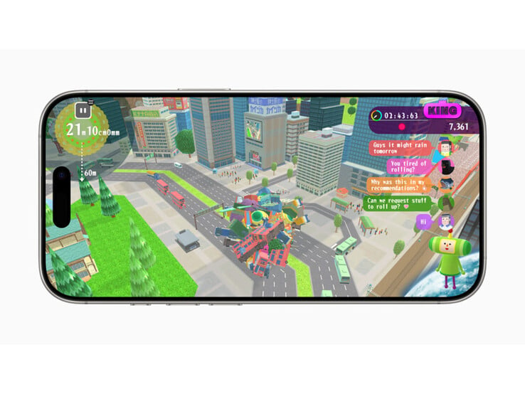 Uma captura de tela do Katamari Damacy Rolling Live sendo jogado em um iPhone. (Fonte da imagem: Apple)