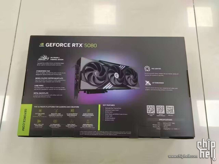 Especificações da Nvidia GeForce RTX 5080 (fonte da imagem: Chiphell)