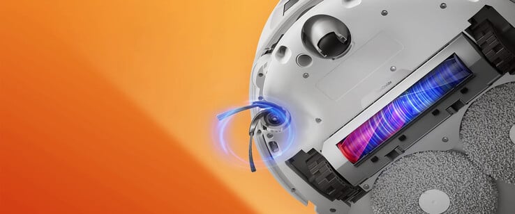 O aspirador robô Roborock Qrevo Edge tem a nova escova de rolo DuoDivide. (Fonte da imagem: Roborock)