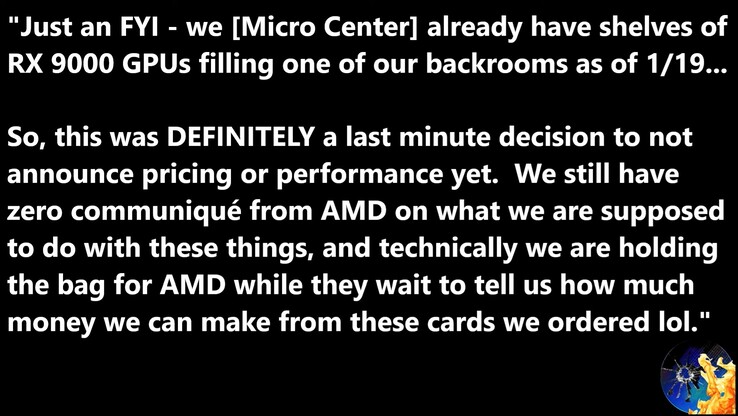 A Micro Center supostamente tem as GPUs RX 9000 esperando para serem colocadas nas prateleiras das lojas. (Fonte da imagem: Moore's Law Is Dead)