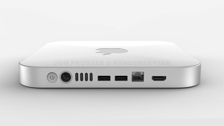 Imagens de renderização do início de 2021 que mostram o suposto redesenho do Mac mini. (Fonte da imagem: Jon Prosser)