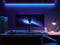 O Alienware AW3225DM traz um painel QHD curvo com taxa de atualização de 180 Hz (Fonte da imagem: Dell)