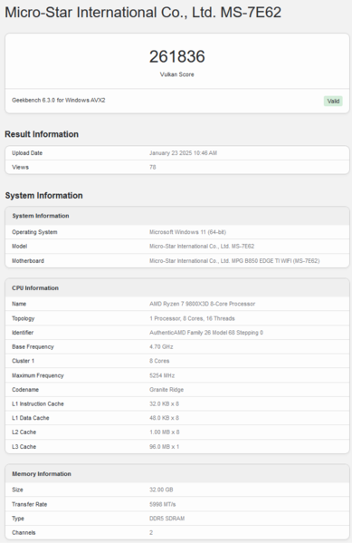 GeForce RTX 5080 Vulkan (fonte da imagem: Geekbench)