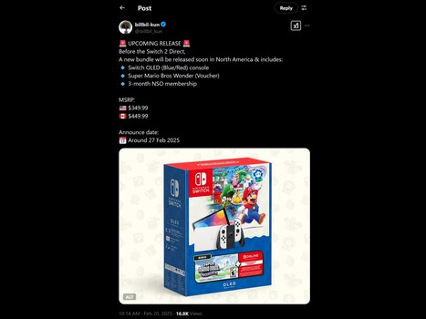 Foto vazada do pacote OLED do Mario Bros Wonder para Switch (Fonte da imagem: billbil-kun X account)