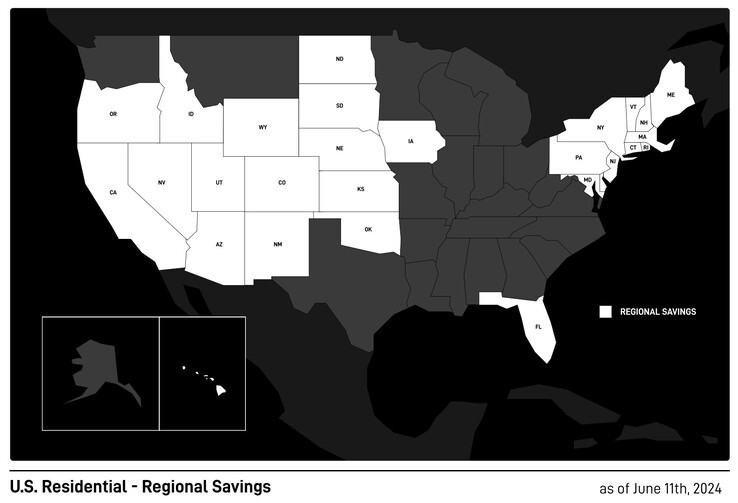 O mapa de economia regional Starlink de 28 estados onde um "crédito de serviço" extra de US$ 100 está disponível