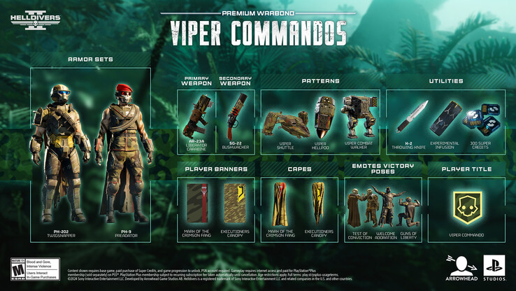 Helldivers 2 The Viper Commandos Warbond (imagem via Arrowhead)