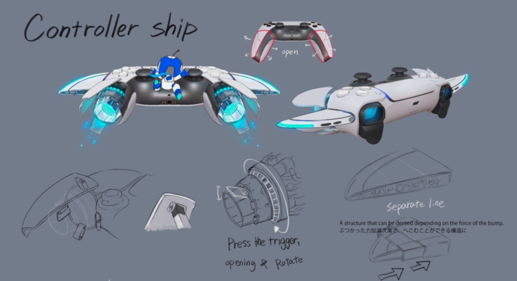 Arte conceitual inicial do design "Dual-Speeder" do Astro Bot. (Fonte da imagem: PlayStation Blog)